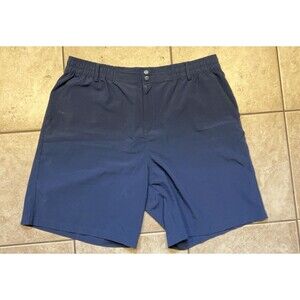 Burlebo Shorts Mens XXL Navy Blue Stretch Waist Fish Pockets Performance